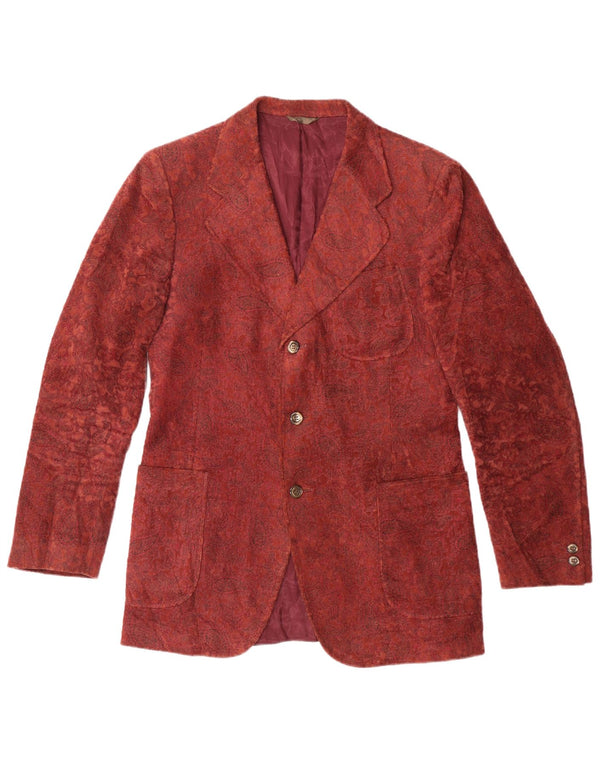 Vintage Herre Corduroy 3-knaps blazerjakke UK 38 Medium Burgundy Paisley