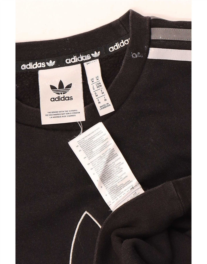 Adidas Grafisk Sweatshirt Jumper Medium Sort Bomuld