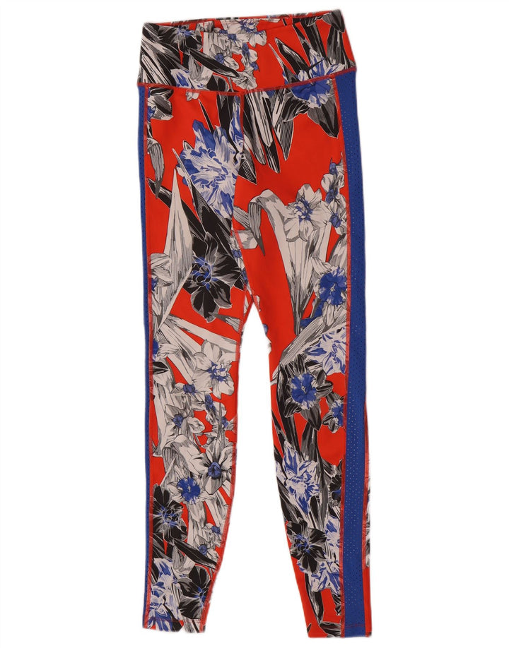 Nike Dame Dri Fit Leggings UK 10 Small Red Floral