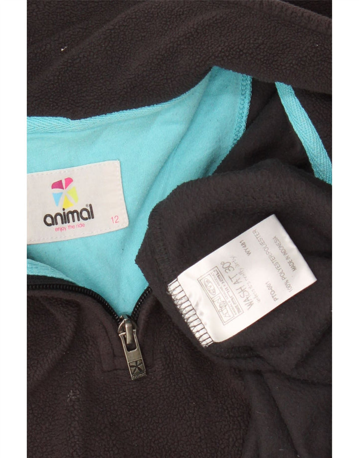 Animal Womens Zip Neck Fleece Jumper UK 12 Medium Grey Polyester