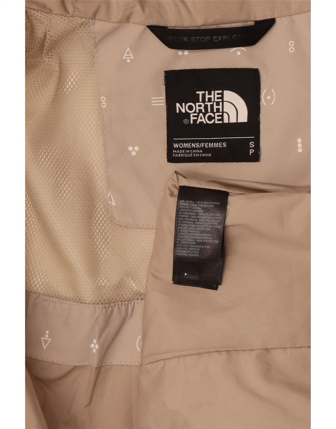 The North Face Dame Grafisk Hætte regnjakke UK 10 Small Beige