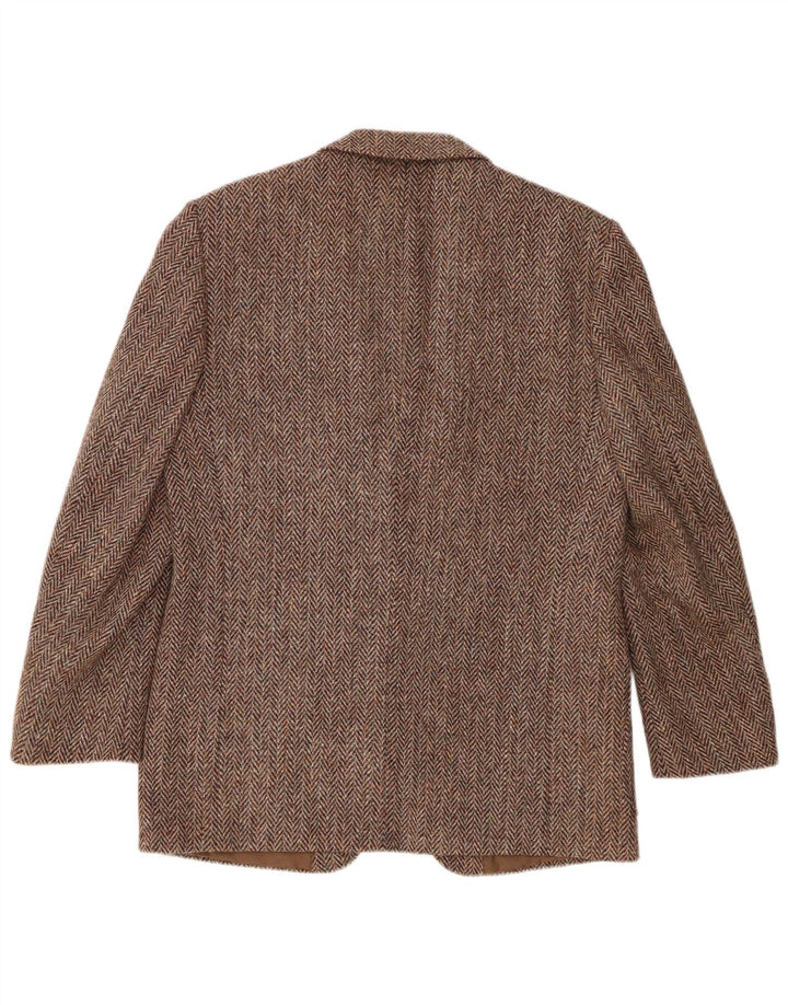 Harris Tweed Herre 2-knaps blazerjakke IT 50 Stor brun sildebensuld