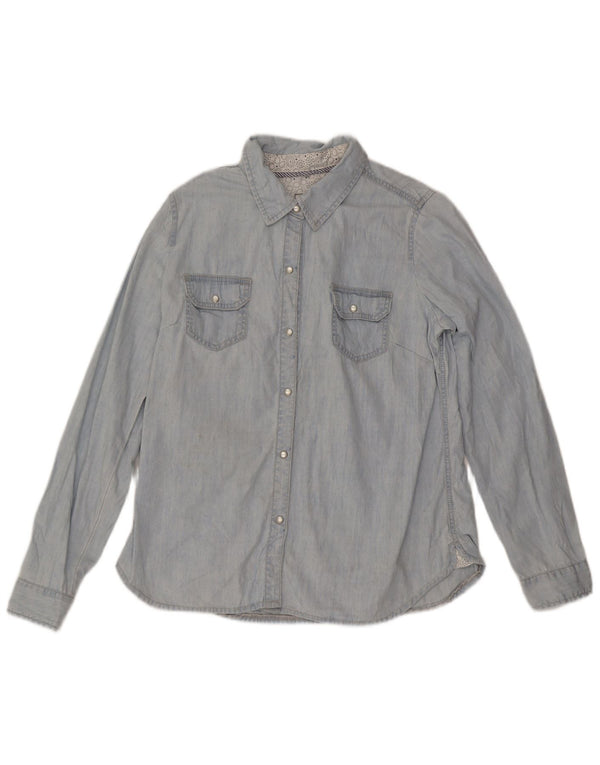 Fat Face Dame Denim Shirt UK 16 Large Blue Cotton