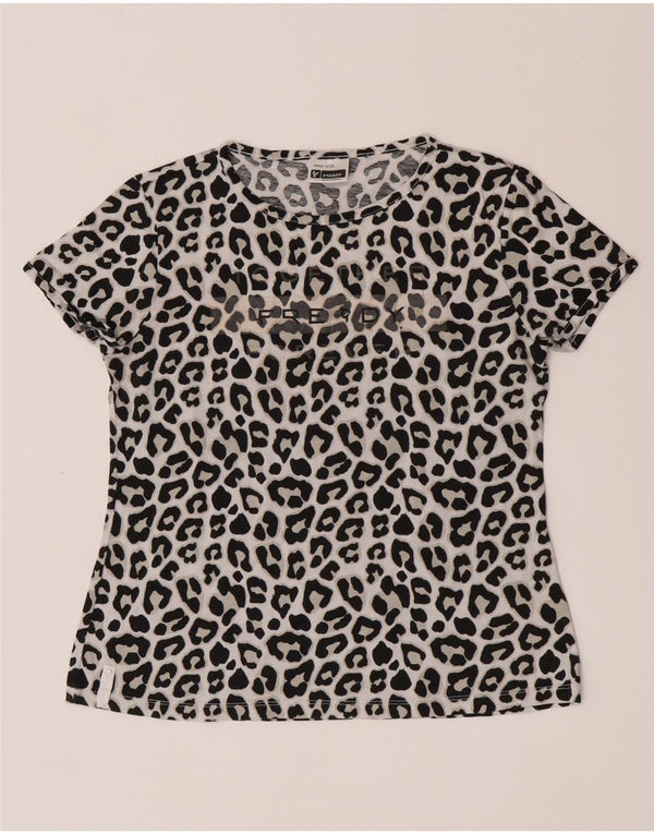 Freddy Womens Grafisk T-Shirt Top UK 8 Small White Animal Print Bomuld