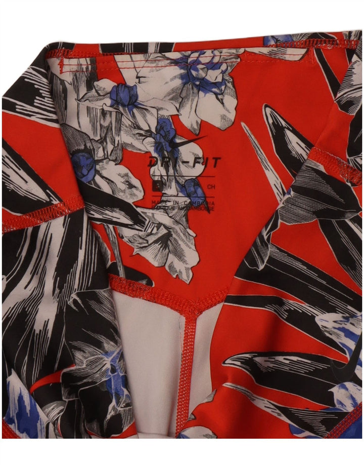 Nike Dame Dri Fit Leggings UK 10 Small Red Floral