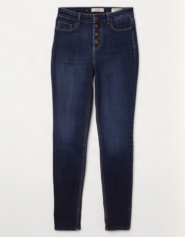 Guess Dame High Rise Skinny Jeans W27 L30 Marineblå Bomuld