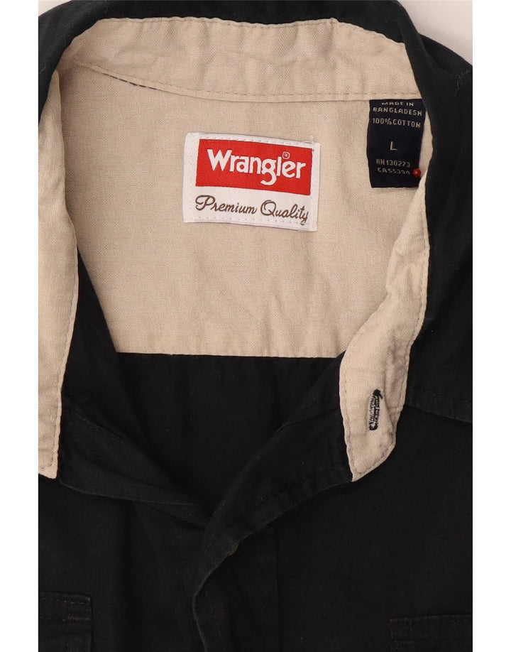 Wrangler kortærmet herreskjorte Stor sort bomuld