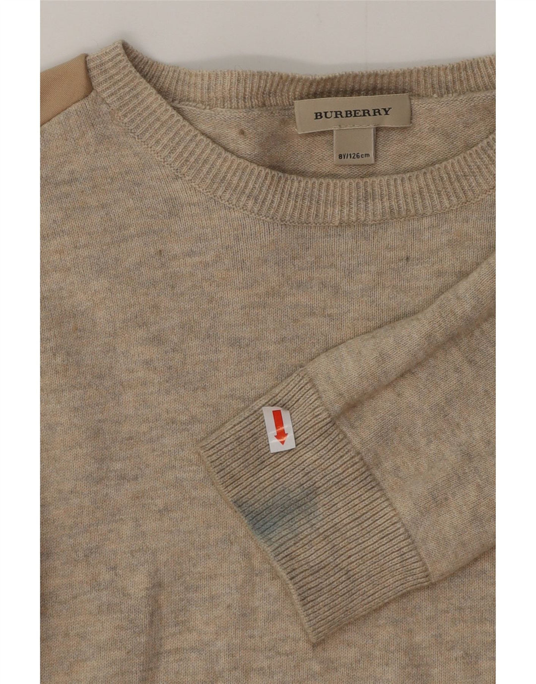 BURBERRY piger bådhals sweater 7-8 år Beige bomuld