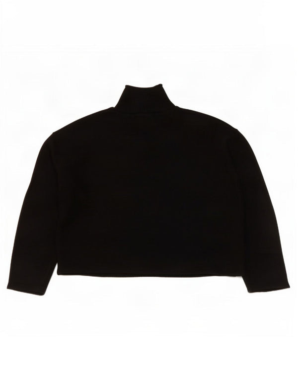 Zara Womens Crop Oversized Turtle Neck Jumper Sweater UK 14 Medium Black