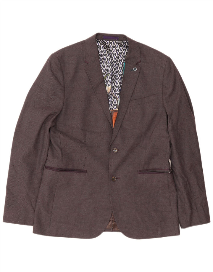 Ted Baker Herre 2-knaps blazerjakke str. 4 Large Purple Polyester Modern