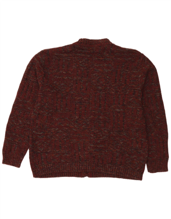 Angelo Greco Herre Cardigan Sweater Stor Bourgogne Flecked Uld