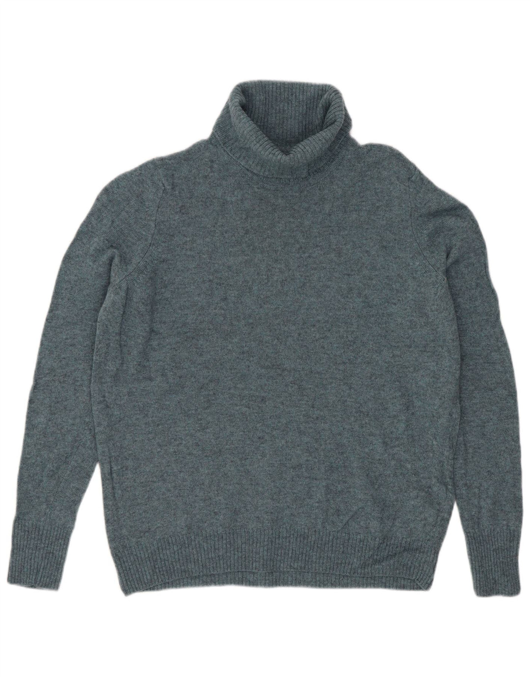 Marks & Spencer Dame Rullehals Sweater UK 14 Medium Blue Wool