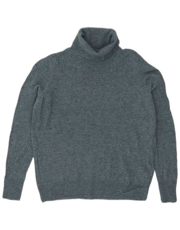 Marks & Spencer Dame Rullehals Sweater UK 14 Medium Blue Wool