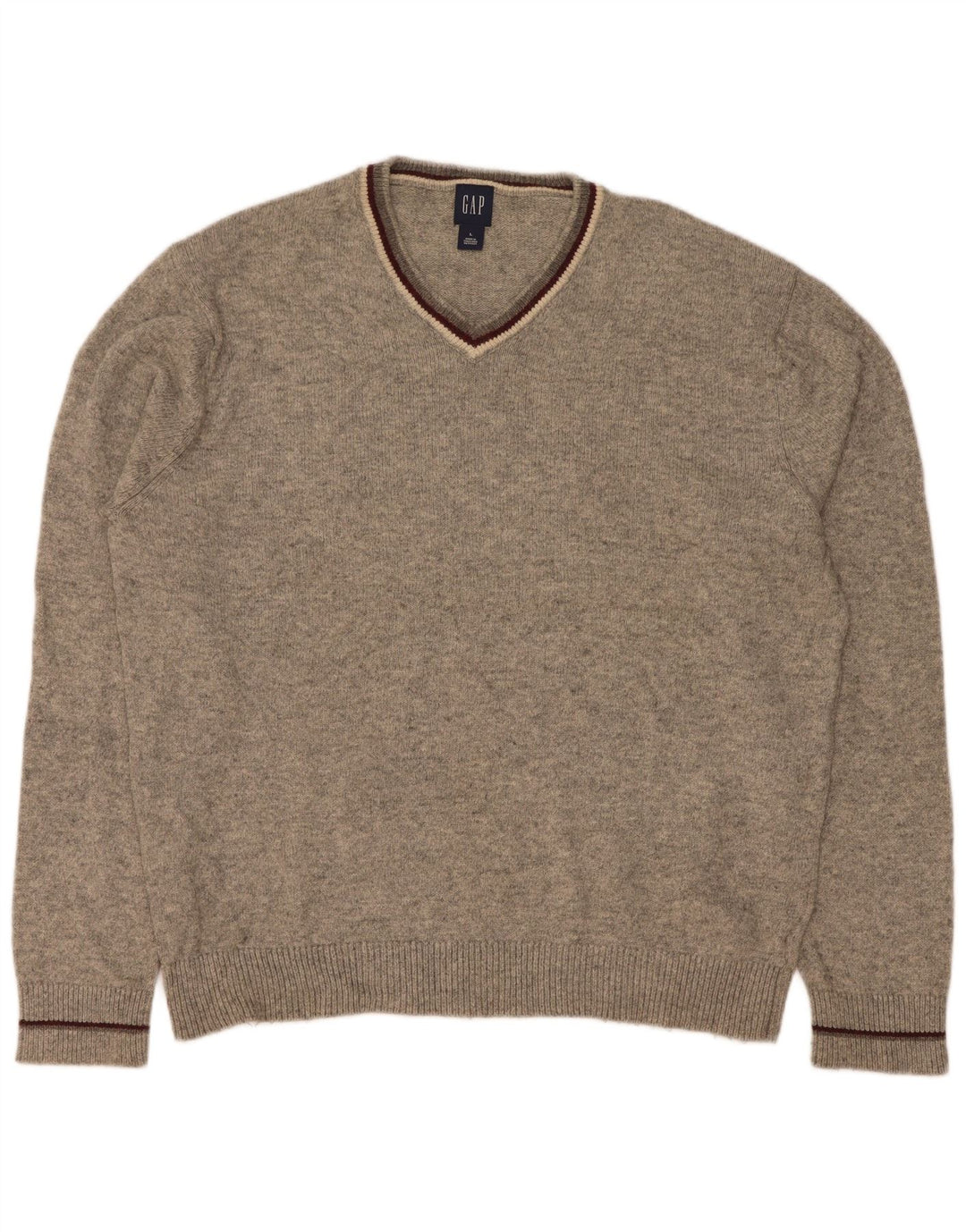 Gap Herre V-hals trøje Sweater Stor Grå Flecked Bomuld