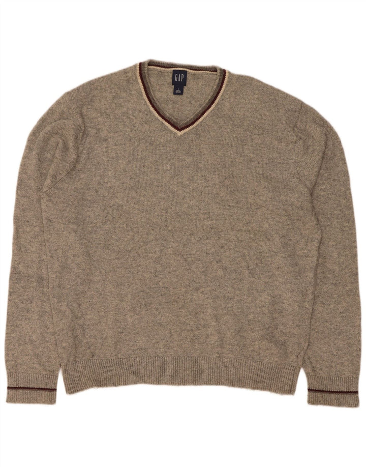 Gap Herre V-hals trøje Sweater Stor Grå Flecked Bomuld