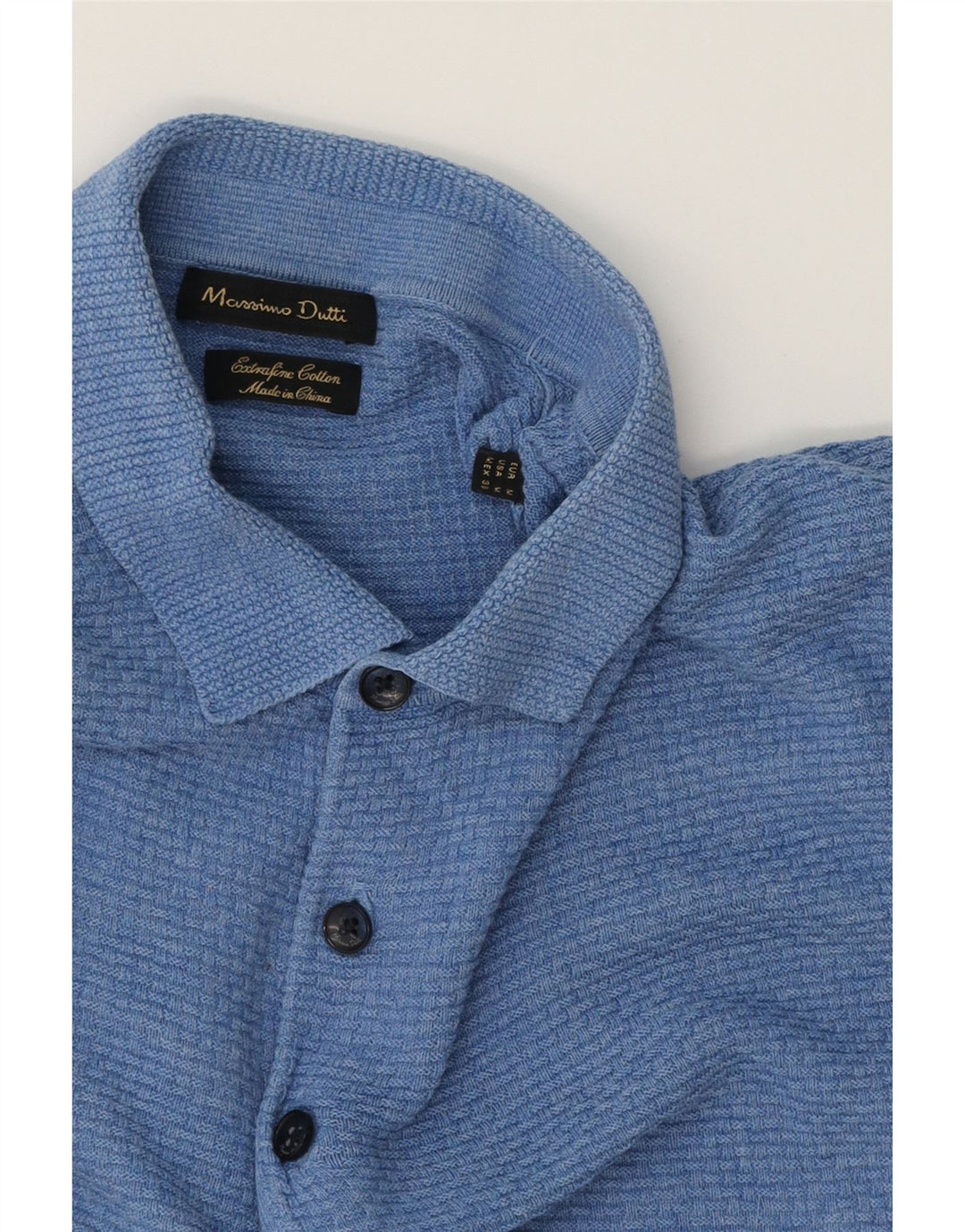 MASSIMO DUTTI Herre kortærmet polo-hals sweater mellemblå
