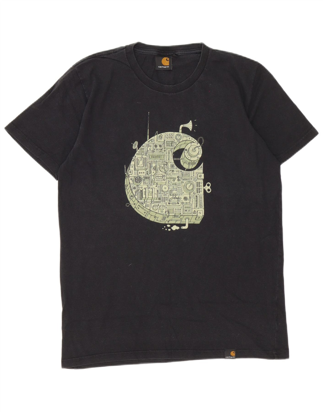 Carhartt Herre grafisk T-shirt Top Medium Sort Bomuld