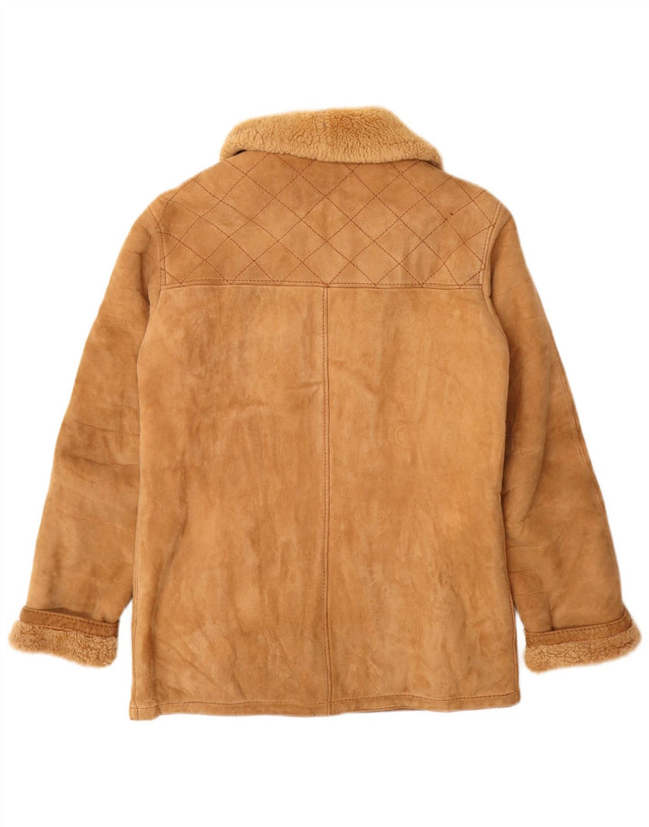 Vintage Dame Shearling Jacket IT 46 Large Beige Læder