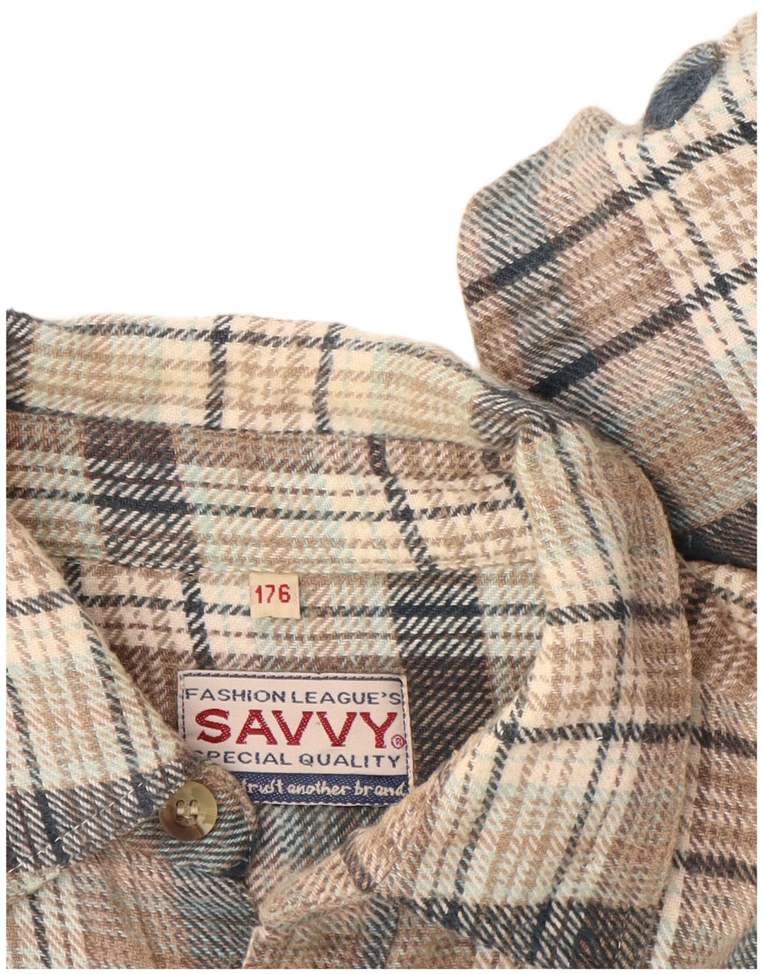 SAVVY Mens Flannel Shirt Medium Grey Check Cotton