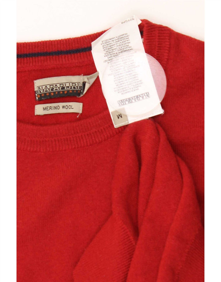 Napapijri Herre Crew Neck Jumper Sweater Medium Rød Merinould