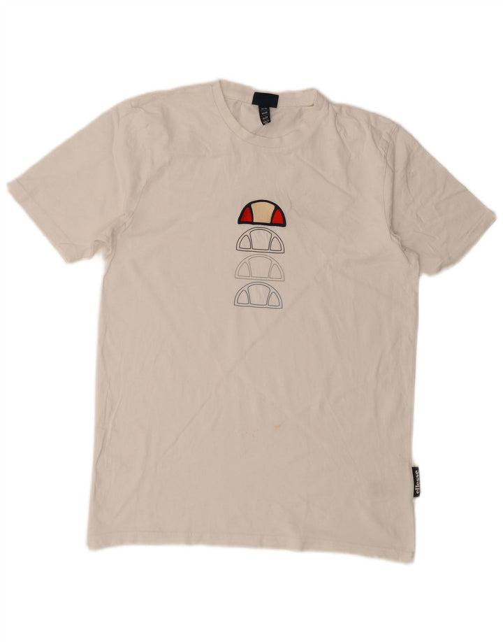 Ellesse Herre Grafisk T-Shirt Top Medium Hvid Bomuld
