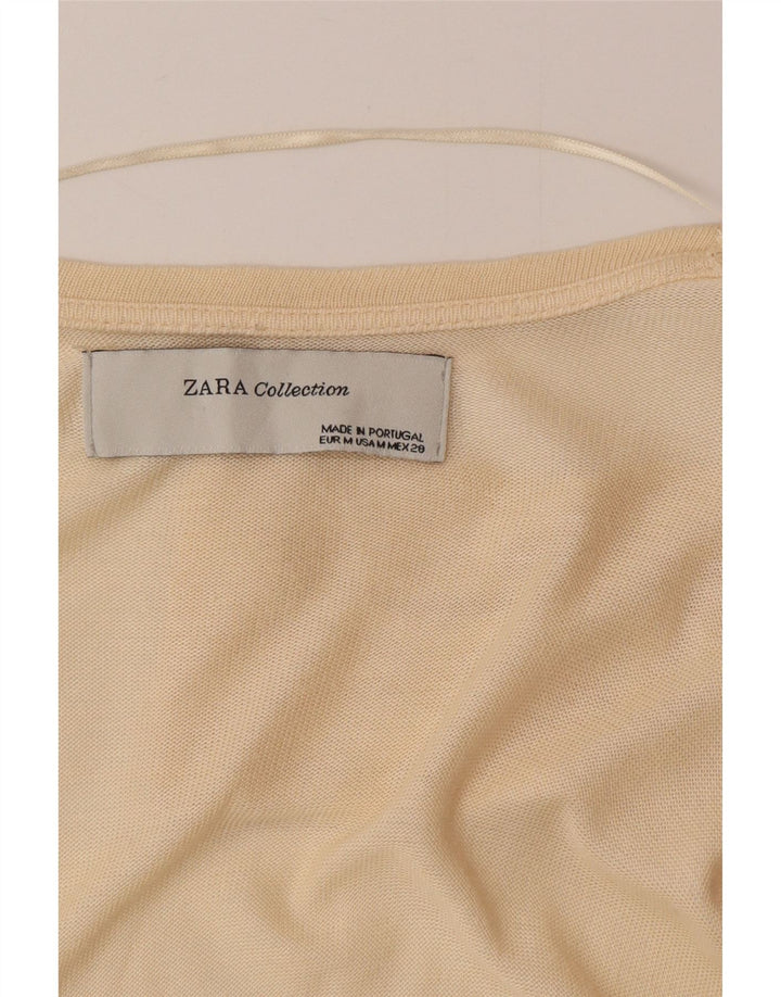 Zara Dame Longline Cardigan Sweater UK 12 Medium Beige