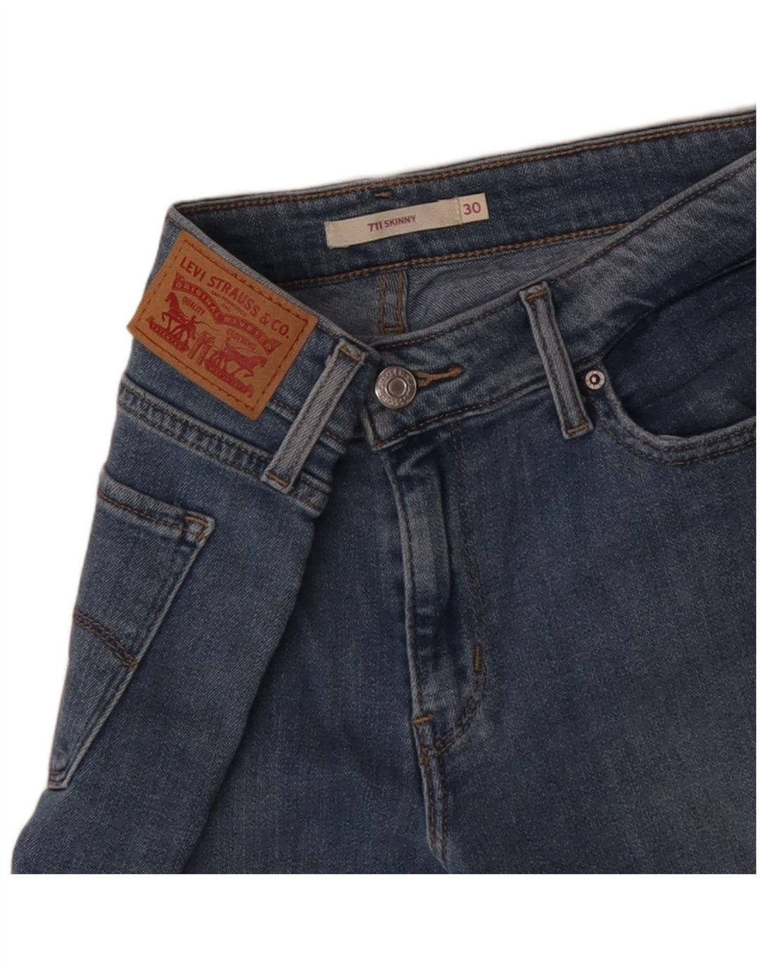 LEVI'S Dame 711 Skinny Jeans W30 L29 Blå Bomuld