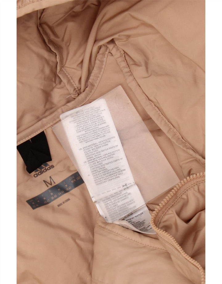 Adidas Dame Hætte Polstret Gilet UK 12/14 Medium Beige Polyester