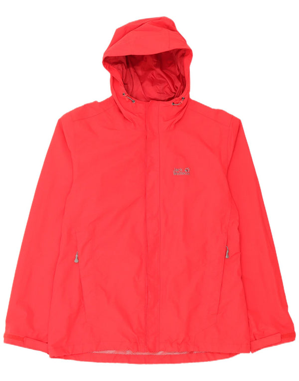Jack Wolfskin Mens Hooded Rain Jacket UK 40/42 Large Red Nylon