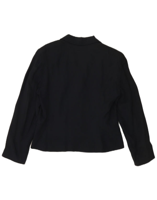 MARELLA Dame 4-knaps blazerjakke UK 16 Stor marineblå viskose