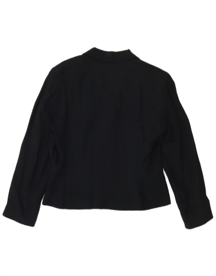 MARELLA Dame 4-knaps blazerjakke UK 16 Stor marineblå viskose