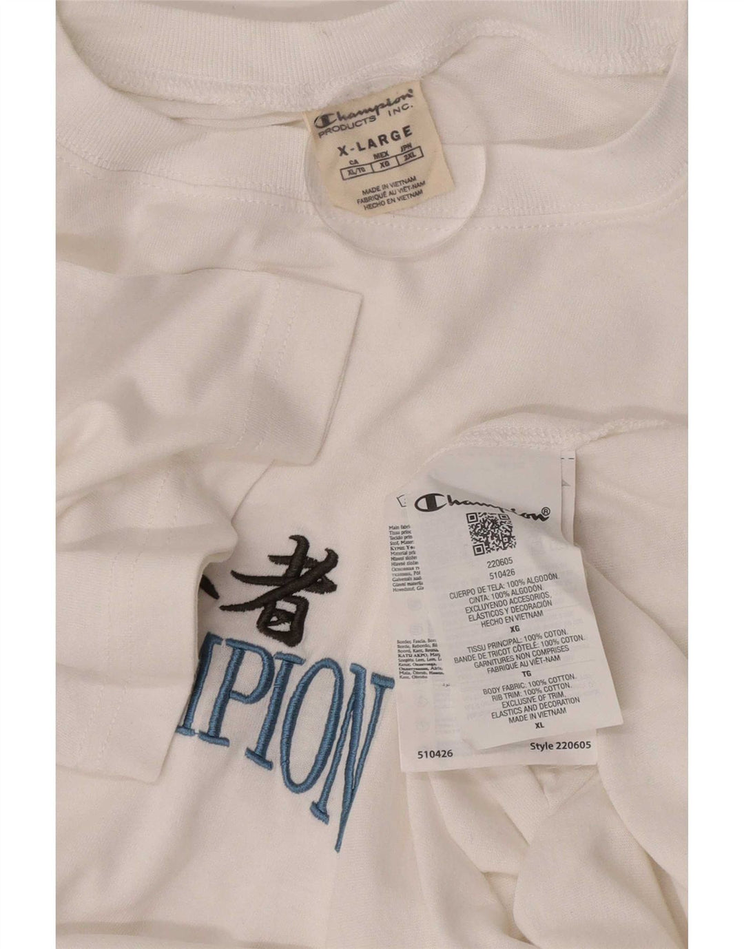 Champion Herre Grafisk T-Shirt Top XL Hvid Bomuld