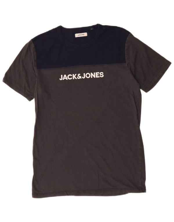 Jack & Jones Herre grafisk T-shirt Top Medium Grey Colourblock