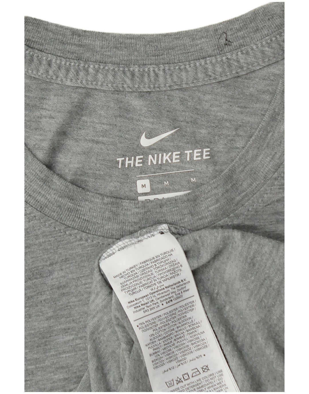 NIKE Mens Graphic T-Shirt Top Medium Grey Polyester
