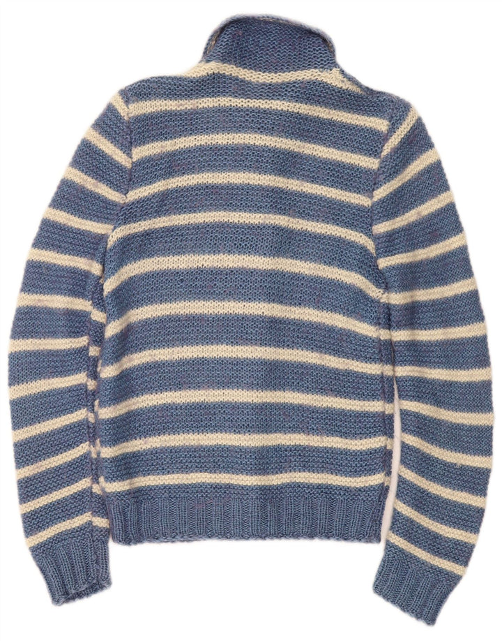 Vintage dame cardigan sweater UK 10 Lille blå stribet