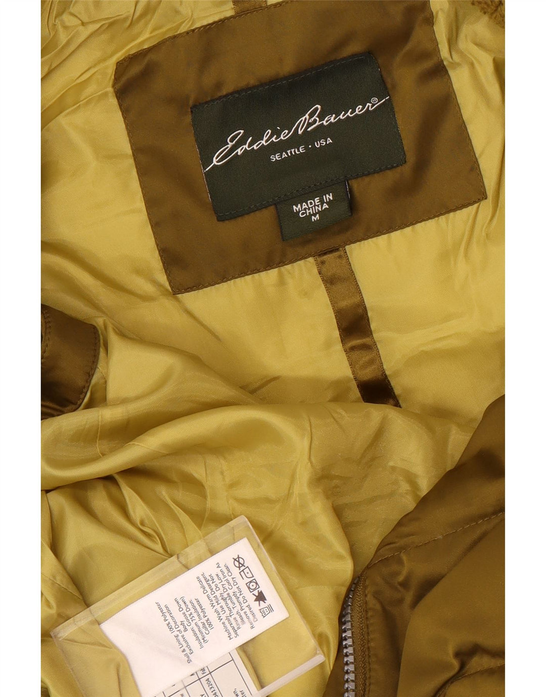 Eddie Bauer Dame Polstret Gilet UK 14 Medium Khaki Polyester