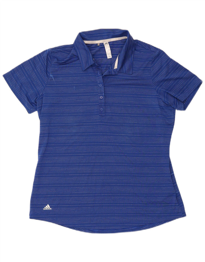 Adidas kortærmet poloshirt til kvinder Stor blå stribet polyester