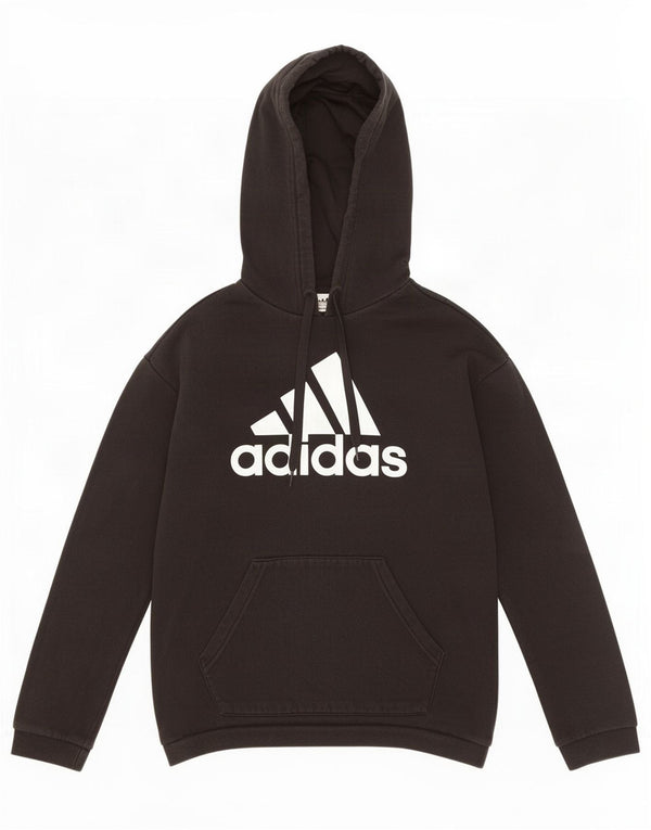 Adidas Graphic Oversized Hoodie Jumper UK 4/6 XS Sort Bomuld