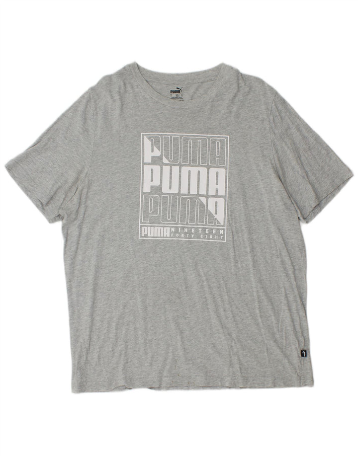 PUMA Grafisk T-shirt top til mænd XL Grå Flecked