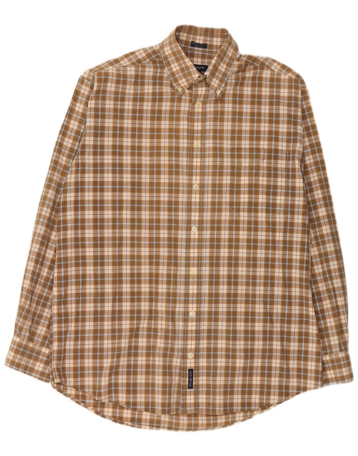 GANT Herreskjorte Medium Beige Ternet bomuld