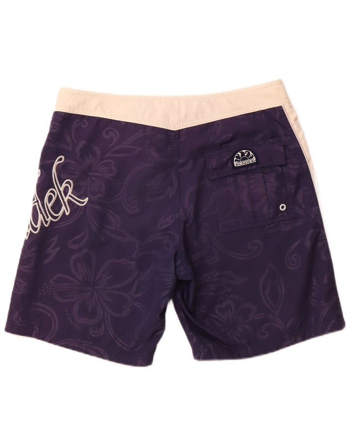 SUNDEK Grafiske badeshorts til mænd Medium Navy Blue Floral Polyester
