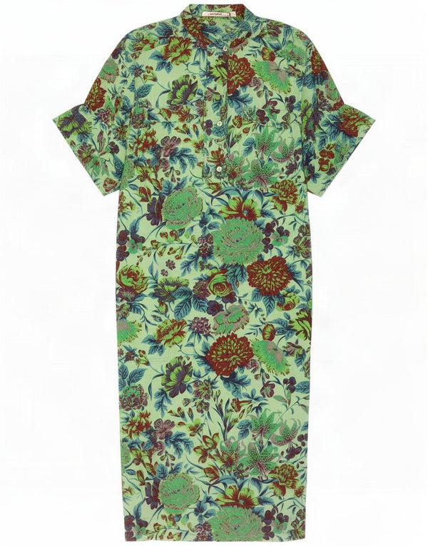 Al Duca D'Aosta Dame Maxi Dress IT 44 Medium Green Floral