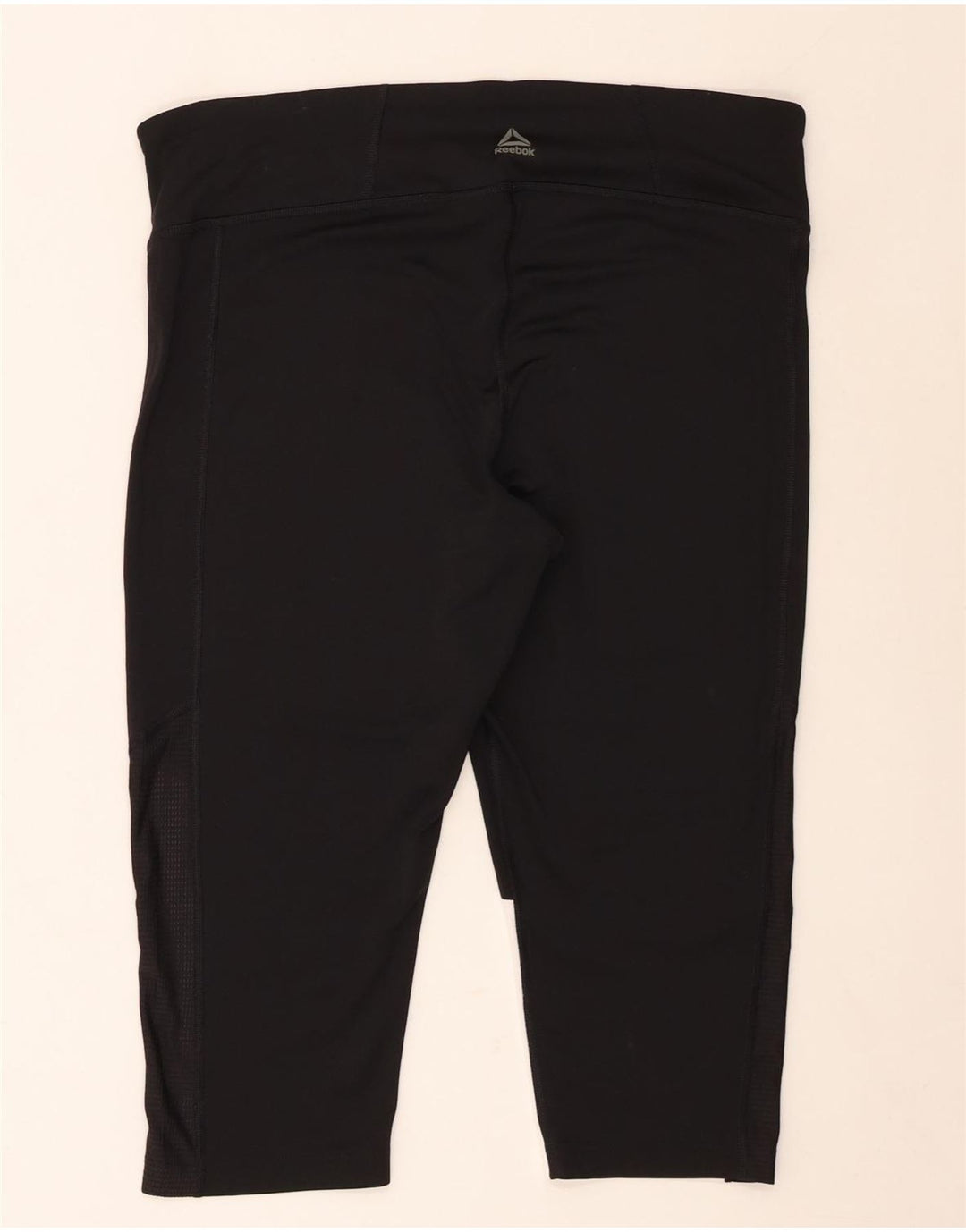 REEBOK Capri Leggings til kvinder UK 20/22 XL Sort Colourblock Polyester