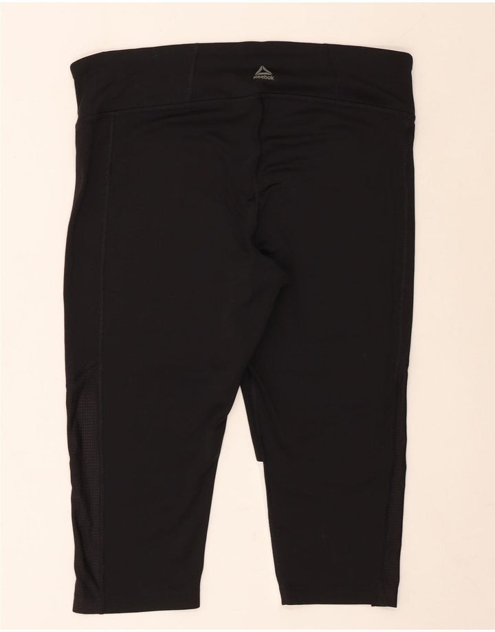 REEBOK Capri Leggings til kvinder UK 20/22 XL Sort Colourblock Polyester