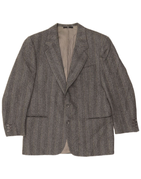 Valentino Herre 2-knaps blazerjakke IT 48 Medium Grå Stribet Virgin Wool