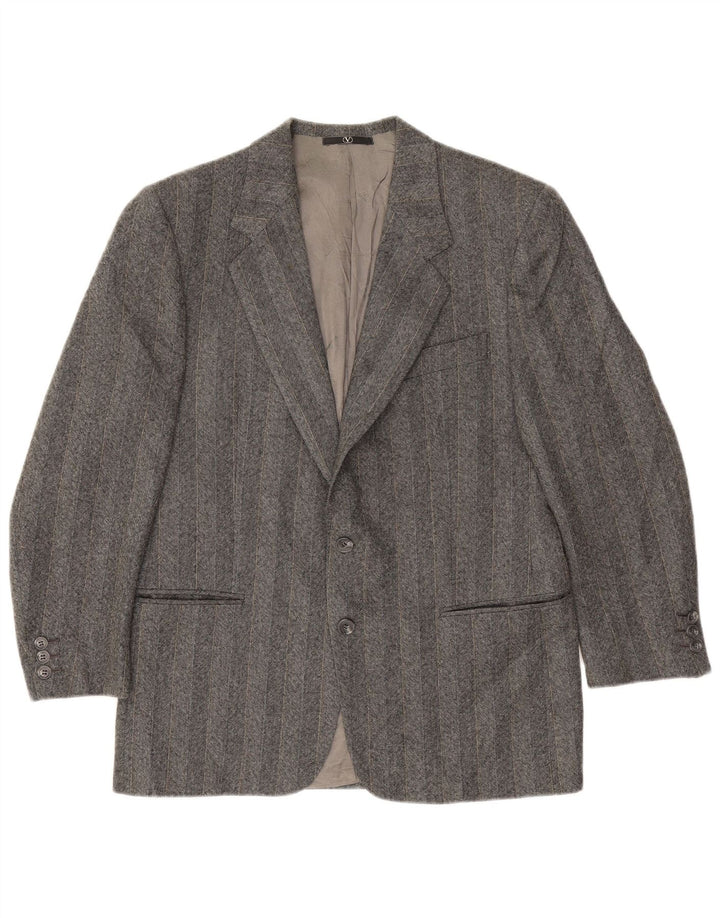 Valentino Herre 2-knaps blazerjakke IT 48 Medium Grå Stribet Virgin Wool
