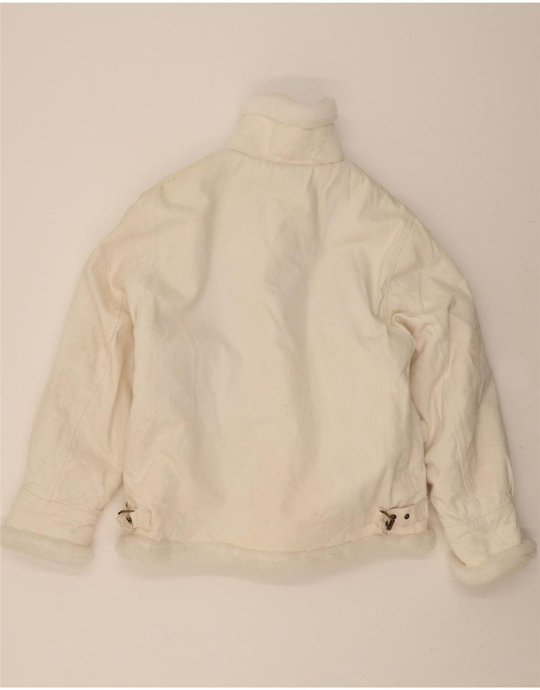 VINTAGE Herre Denim Sherpa Jacket UK 40 Stor Hvid Bomuld