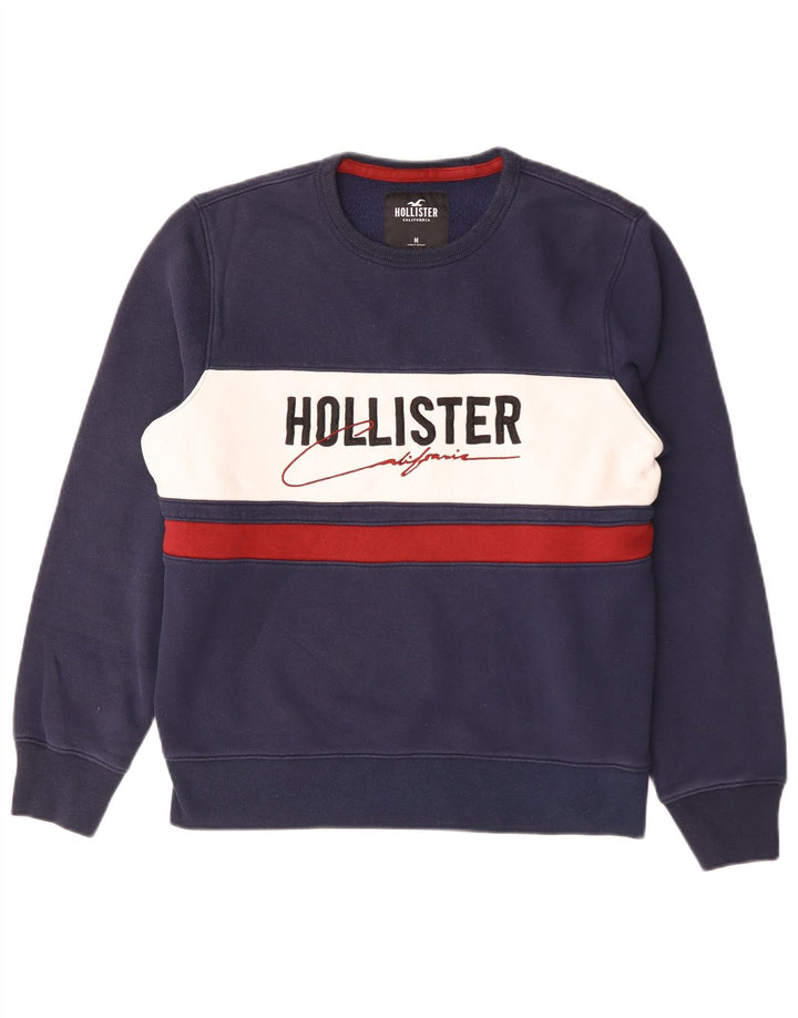 Hollister Herre grafisk sweatshirt Jumper Medium Marineblå Colourblock