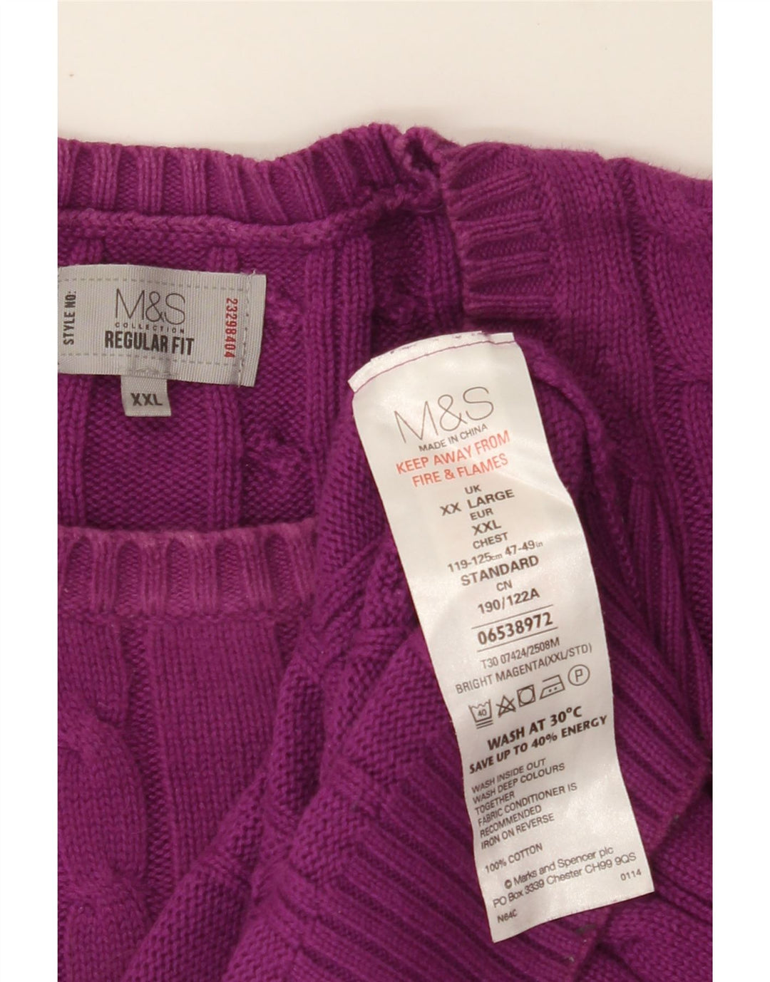 MARKS & SPENCER Mens Regular Fit Crew Neck Jumper Sweater 2XL Purple Vintage Marks & Spencer and Second-Hand Marks & Spencer from Messina Hembry 