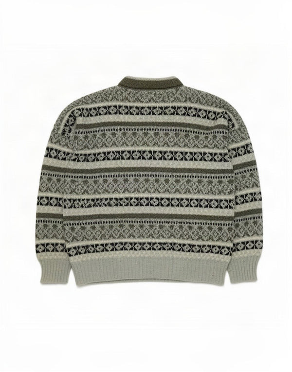 Vintage Herre Crew Neck Jumper Sweater Small Green Fair Isle Akryl